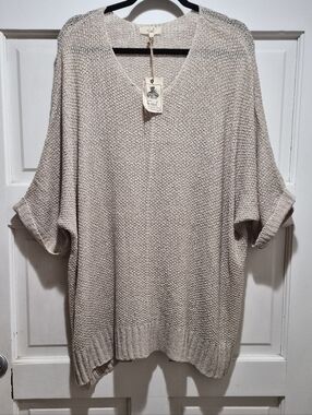 Easel Cream Open Knit Oversized Sweater Top – Size 1X (NWT)